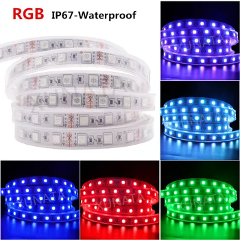 DC12V RGB LED Strip IP21 IP65 IP67 Flexibile Banda LED 5050 LED Strip Lumina Naturala Alb/Alb Cald + eu/AU/US/UK Priza de Putere