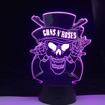 Guns N' Roses 3D LED Lampa Usb cu Senzor Tactil Cameră luminaria Lampa de Fani Prezenți Trupa de Hard Rock Logo-ul Led Lumina de Noapte Copilul Dropship