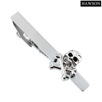 HAWSON Craniu Clipuri Cravată pentru Bărbați Cămașă de Moda Bijuterii Mat cu Rodiu Cravată Bar/Pin Mai bun Cadou pentru Halloween