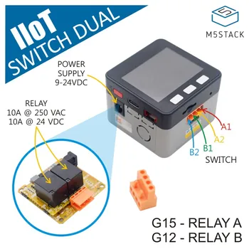 M5Stack IIoT Dual-Switch Kit cu ESP32 de Bază de Control Wireless Io Nod DC Putere În Personalizabil Industruial Comutator