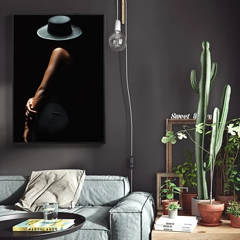 Modern Poster de Arta de Perete Panza Pictura Sexy Femeie de Artă Corp Negru Imprima Imagini de Fundal pentru Camera de zi Decor Acasă Nici un Cadru
