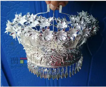 Populară chineză Dans Miao argint Frizură Minoritate dans Miao argint Pălărie