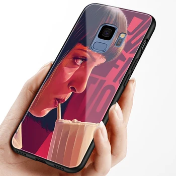 Pulp Fiction Silicon Moale Coajă de Sticlă Călită Telefon Caz Acoperire Pentru Samsung Galaxy S7 Edge S8 S9 Plus Nota 8 9 10 PLUS