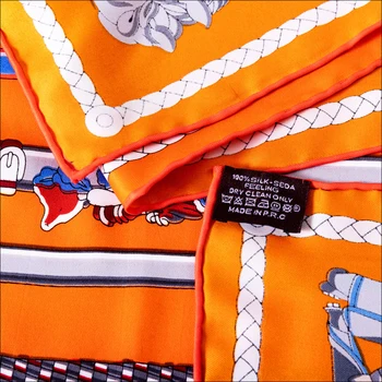 Silk Satin Marginea Eșarfă Eșarfe Femei Designer de Cap Eșarfă 90 De Mână Laminate Tiv Marginile Eșarfe Gât Foulard Luxe Văl Bandană