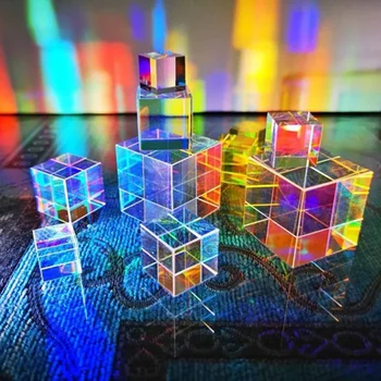 Sticlă optică Cuburi Prisma RGB Dispersie Prisma Fizica Spectru de Lumină Educative Model de Fotografie în aer liber Prop PC8