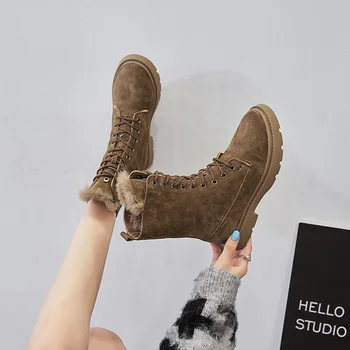 SWYIVY din Piele Cizme de Zapada pentru Femei Blana de Pluș Pantofi Cald Iarna 2019 Feminin Domingues Cizme Glezna Pantofi Negri Pentru Femei Cald
