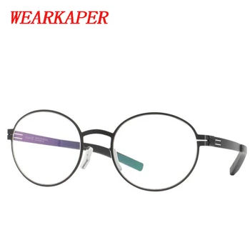 Titan Retro Rotund IC Nu șurub Design Rama de Ochelari Bărbați Femei Optice Ochelari de vedere cu Lentila clara oculos de grau