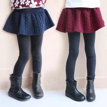 Uzura pentru copii fete de toamna/iarna de calitate îngroșarea fusta pantaloni culoare solidă bumbac și cașmir două seturi de fusta pantaloni