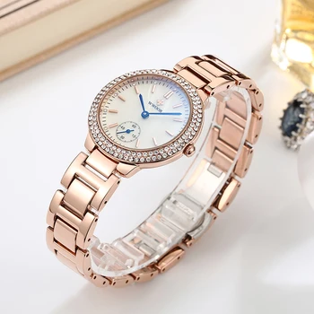 WWOOR de lux femei ceas de mână clasic diamant Rochie rose gold ceas din oțel inoxidabil Moda Cuarț Femeie Montre Femme 2020