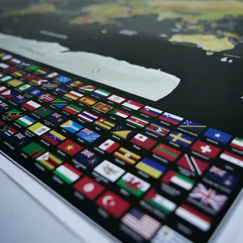 Scratch Off World Travel Harta De Mari Dimensiuni Premium Personalizate, Autocolante De Perete Poster Toate Steagurile Țărilor Pachet De Cadouri Pentru Turiști