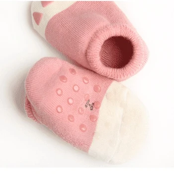 Copilul non alunecare șosete fată băiat de bumbac terry groase nou-născut iarna cald scurt papuci de casă ciorap copilul tenisi Animal print sock