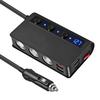 Priza auto Splitter Brichetă Adaptor Quick Charge 3.0 12V/24V 4 Porturi USB Adaptor de Alimentare Auto pentru Dash Cam, Tableta