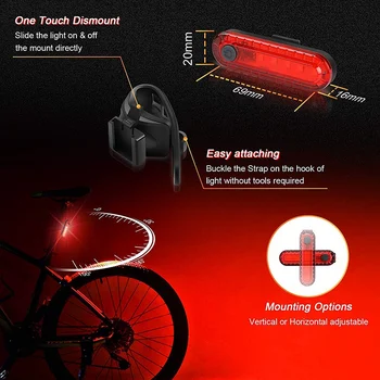USB Reîncărcabilă Biciclete de Lumina, Puternic Biciclete Faruri si Spate, stopuri, 4 Moduri de Lumina, Usor de instalat, Potrivit f