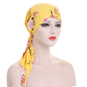 Femeile Musulmane Pălărie Indian Beanie De Imprimare Pierderea Parului Lung Cap Coada Folie De Acoperire Cancer Chimioterapie Capace Turban Islamic Pălării Pălării Doamnelor