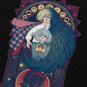 Mutarea Castelul lui Howl Mens T Shirt Bumbac Ghibli Miyazaki Anime O Inimă este o Povară Grea Teuri Scurt-Maneca Manga tricou Cadou