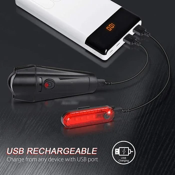 USB Reîncărcabilă Biciclete de Lumina, Puternic Biciclete Faruri si Spate, stopuri, 4 Moduri de Lumina, Usor de instalat, Potrivit f
