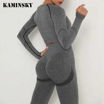 Kaminsky Femei Sport Set fără Sudură de Antrenament de Fitness Trening Fitness Costum de Sport Sport Uzura Set Sutien de Sport Si Colanti Seturi de 2 buc